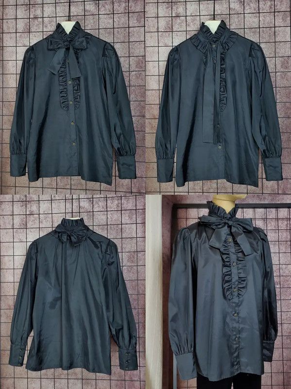 Yves Saint Laurent YSL Black Silk Blend Long Sleeve Blouse 0089 Size S / US 4 / IT 40 - 3 Thumbnail