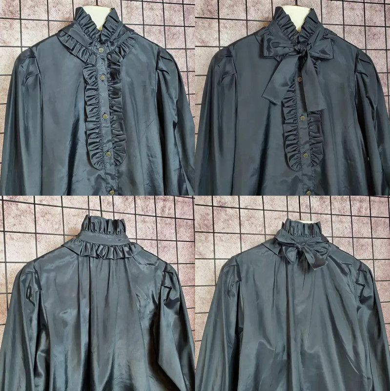 Yves Saint Laurent YSL Black Silk Blend Long Sleeve Blouse 0089 Size S / US 4 / IT 40 - 4 Thumbnail