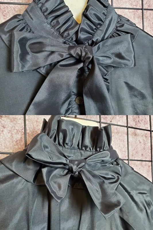 Yves Saint Laurent YSL Black Silk Blend Long Sleeve Blouse 0089 Size S / US 4 / IT 40 - 6 Thumbnail