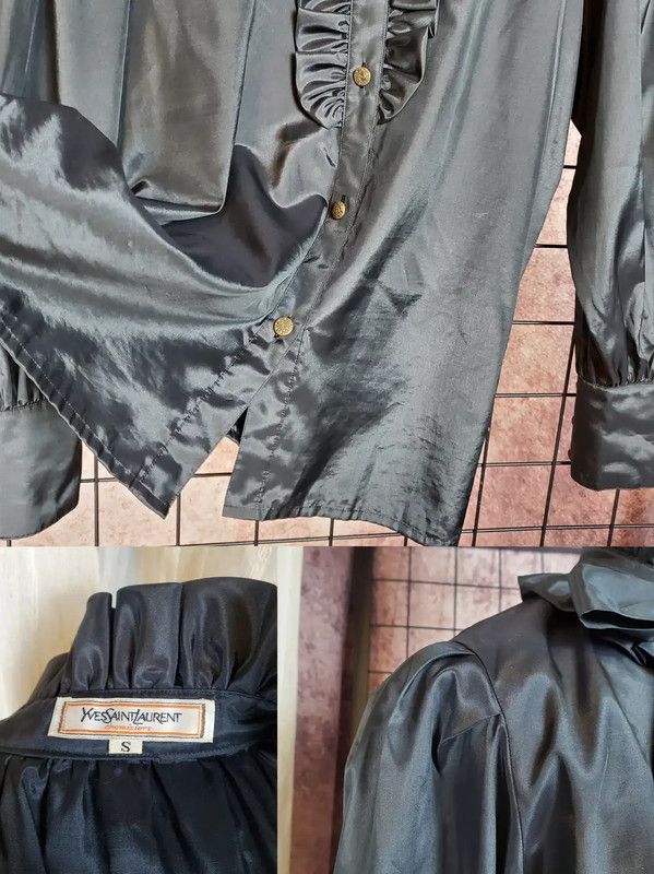 Yves Saint Laurent YSL Black Silk Blend Long Sleeve Blouse 0089 Size S / US 4 / IT 40 - 9 Thumbnail