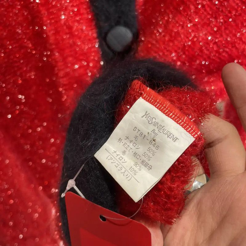 Yves Saint Laurent YSL Red Women's Cardigan with Black Accents 0089 Size L / US 10 / IT 46 - 4 Thumbnail