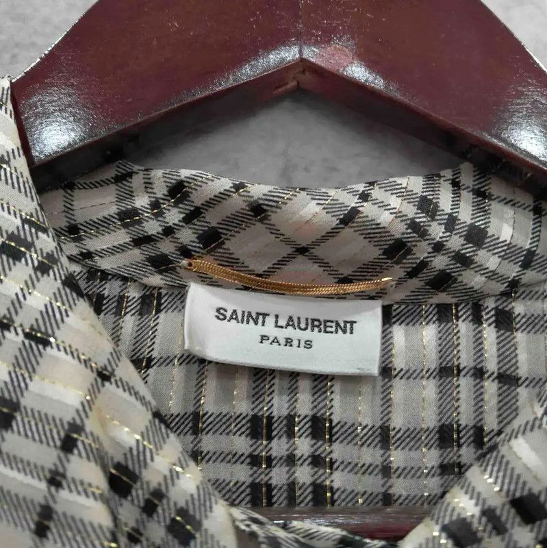 Yves Saint Laurent YSL White Silk Long Sleeve Shirt for Women 0089 Size S / US 4 / IT 40 - 3 Thumbnail