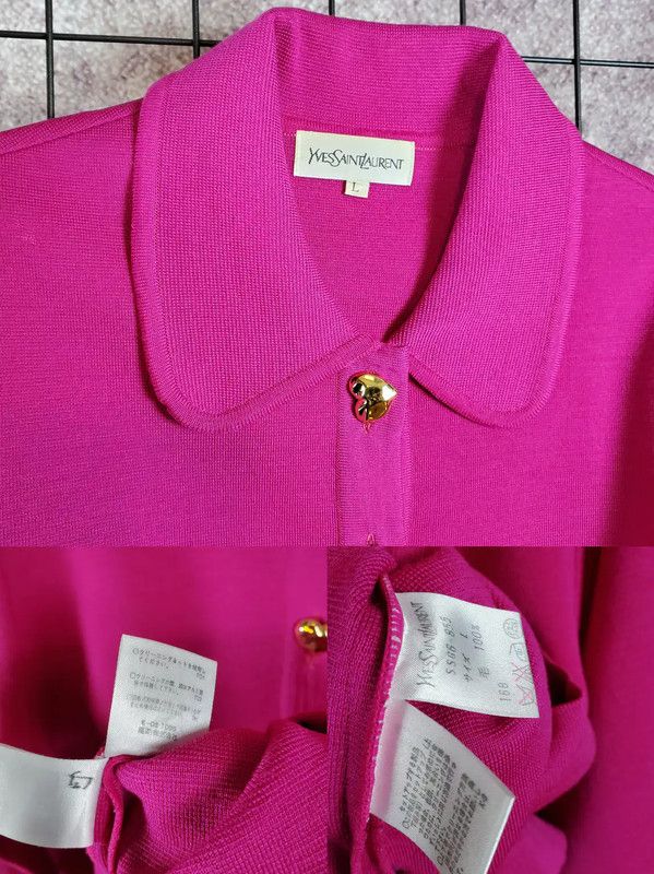 Yves Saint Laurent YSL Pink Wool Long Sleeve Knit Sweater 0089 Size L / US 10 / IT 46 - 6 Thumbnail