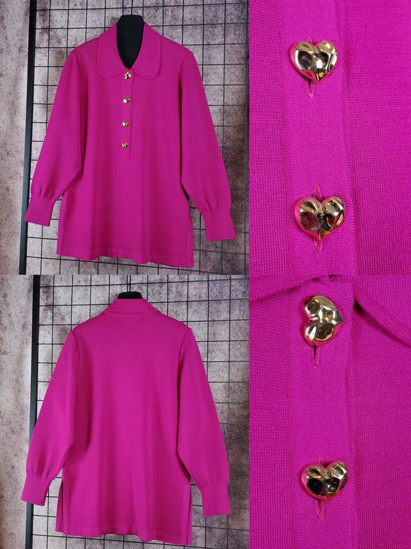 Yves Saint Laurent YSL Pink Wool Long Sleeve Knit Sweater 0089 Size L / US 10 / IT 46 - 4 Thumbnail