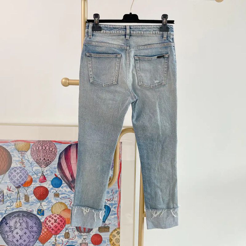 Yves Saint Laurent YSL Light Blue Cotton Women's Jeans 0089 Size 23" - 2 Thumbnail