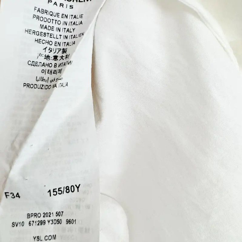 Yves Saint Laurent YSL White Long Sleeve Women's Shirt XS Size 0089 Size XS / US 0-2 / IT 36-38 - 4 Thumbnail