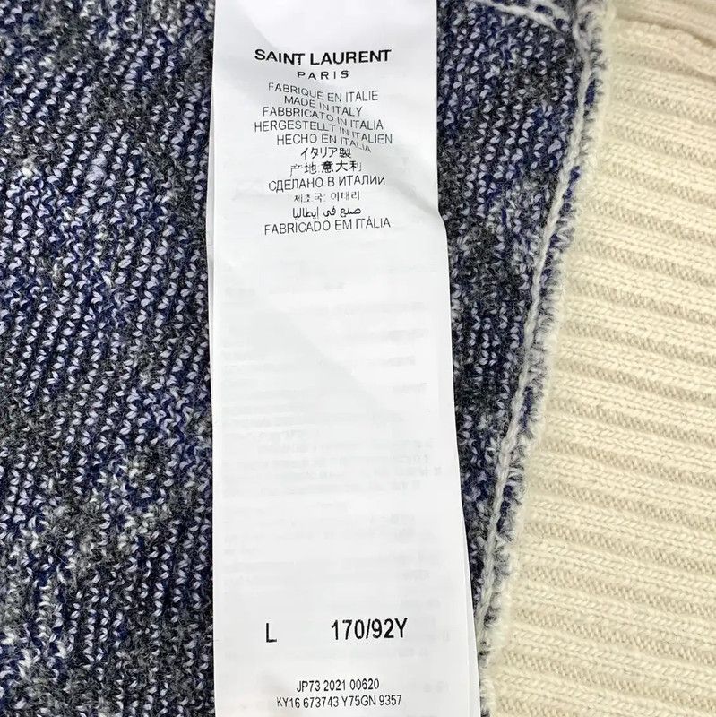 Yves Saint Laurent YSL Color-blocked Wool Cardigan for Women 0089 Size L / US 10 / IT 46 - 6 Thumbnail