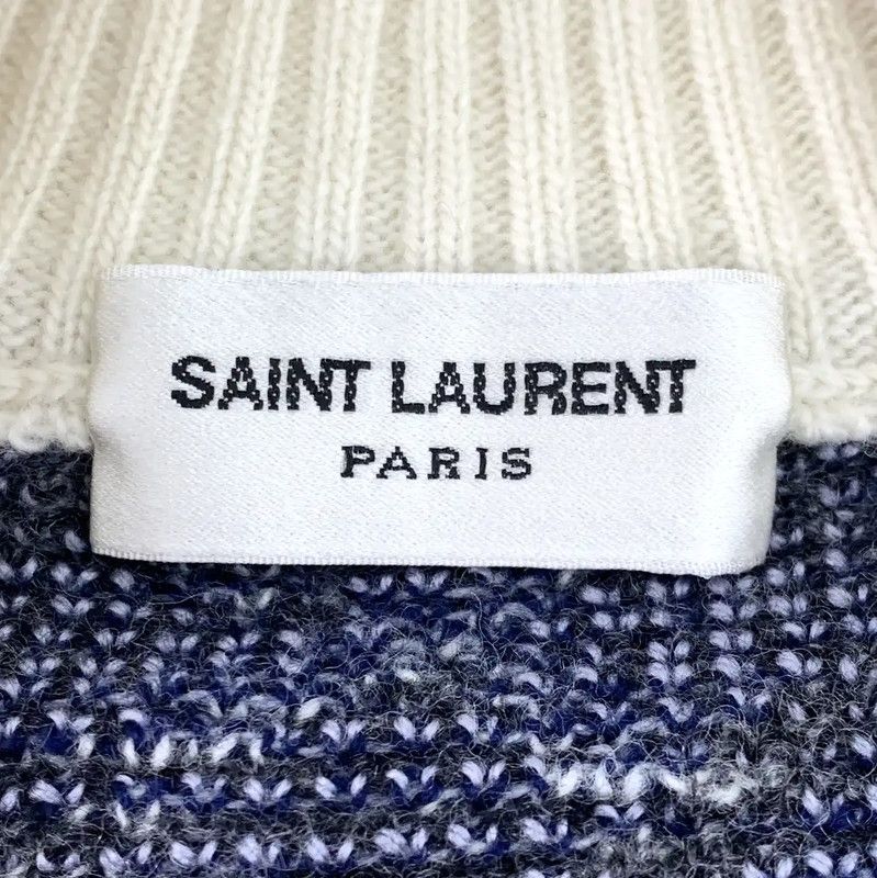 Yves Saint Laurent YSL Color-blocked Wool Cardigan for Women 0089 Size L / US 10 / IT 46 - 5 Thumbnail