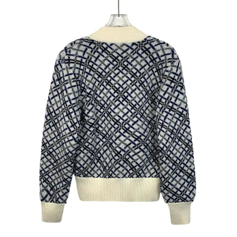 Yves Saint Laurent YSL Color-blocked Wool Cardigan for Women 0089 Size L / US 10 / IT 46 - 2 Thumbnail