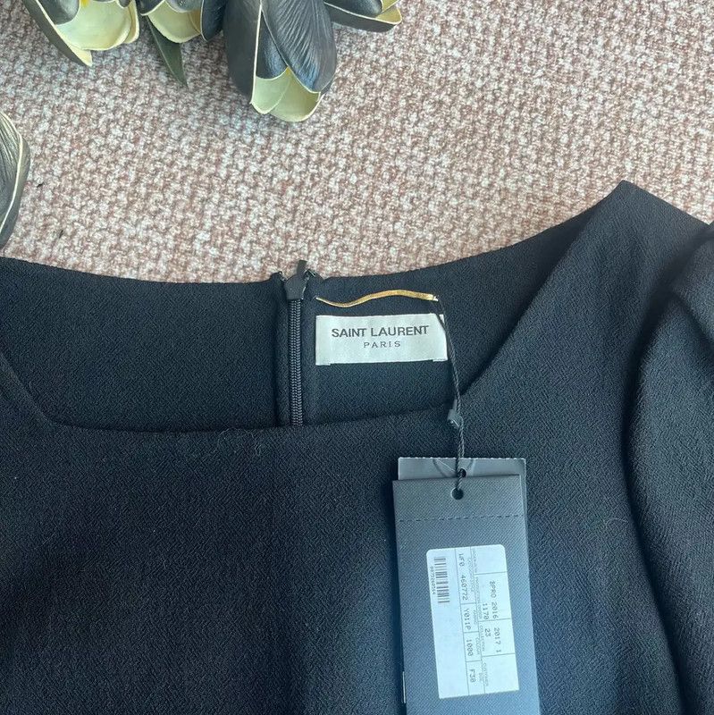 Yves Saint Laurent YSL Black Cotton Women's Dress Size S 0089 Size S / US 4 / IT 40 - 3 Thumbnail