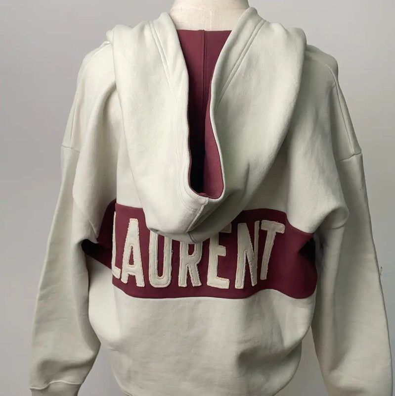 Yves Saint Laurent YSL Light Gray Cotton Women's Hoodie 0089 Size L / US 10 / IT 46 - 2 Thumbnail