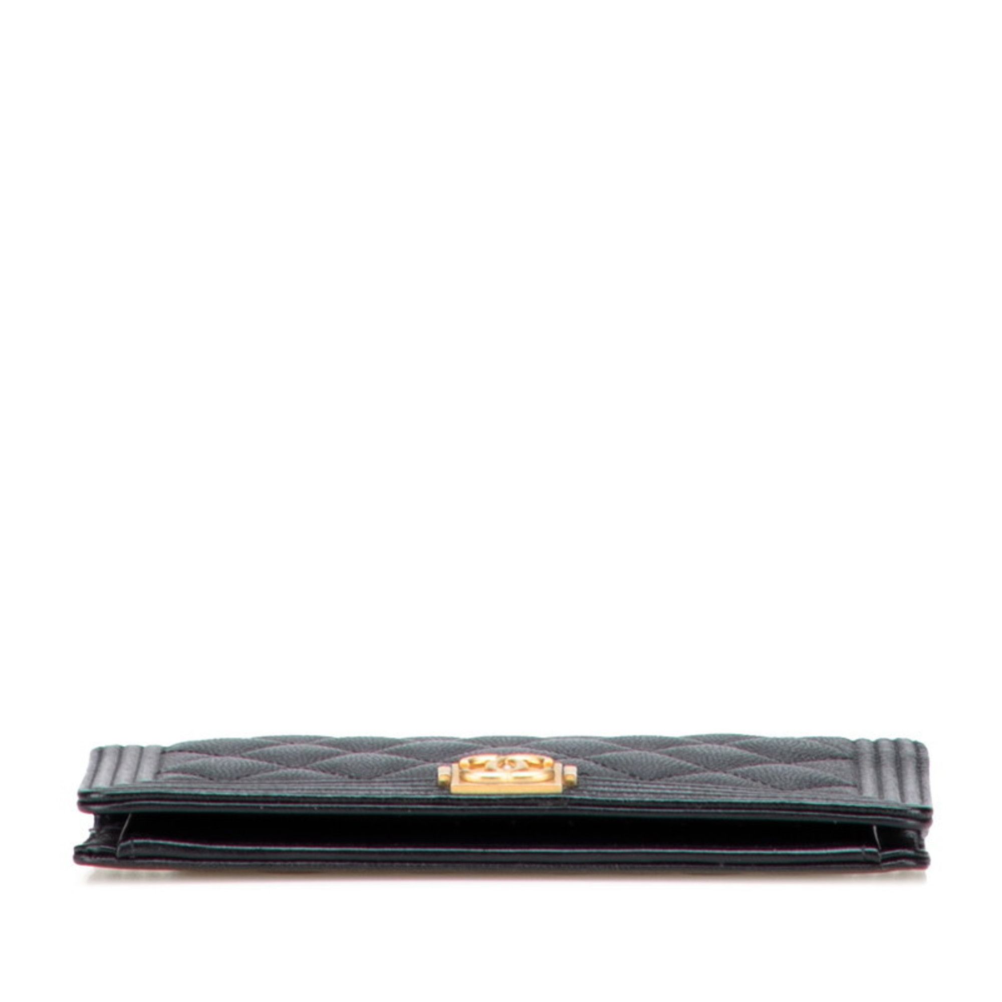 Chanel CHANEL Boy Chanel Long Wallet in Black with Antique Gold Hardware and Caviar Leather, Women's Size ONE SIZE - 3 Thumbnail