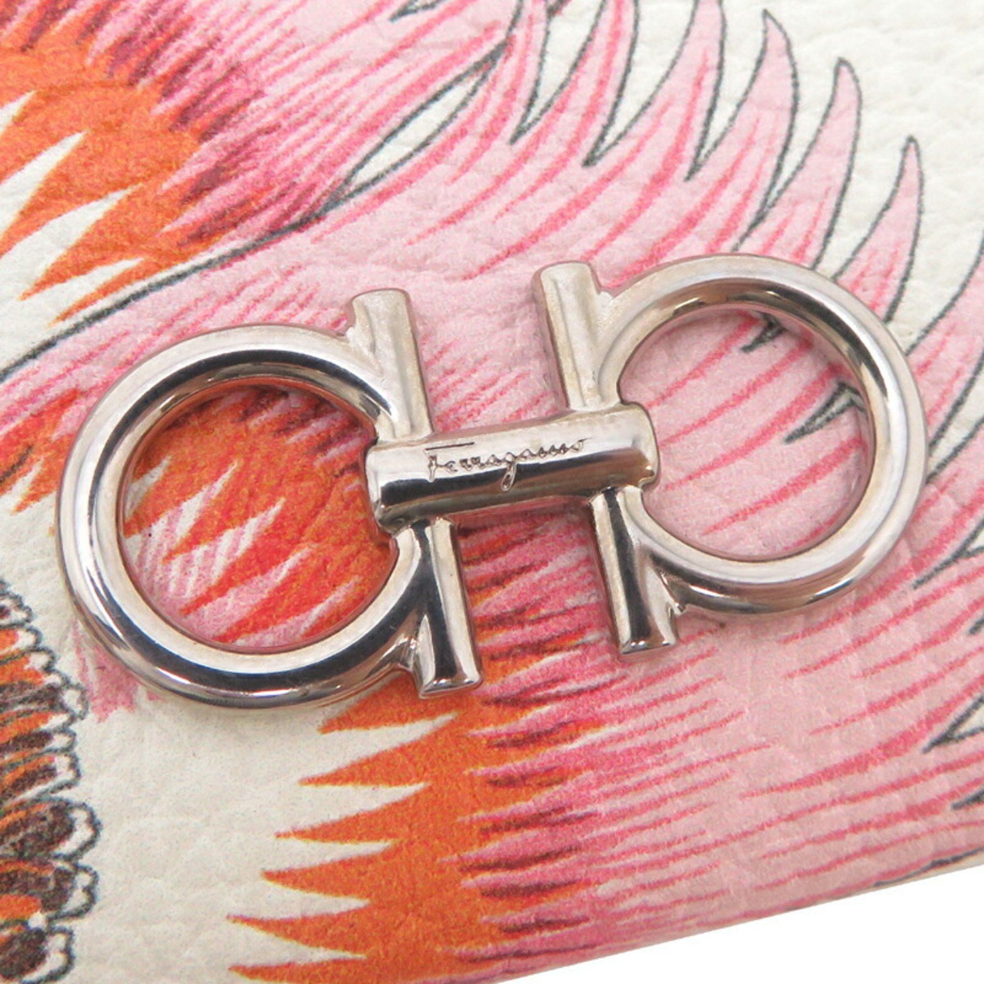 Salvatore Ferragamo Salvatore Ferragamo W Gancini Women's and Men's Leather Card Case in Multicolor Size ONE SIZE - 8 Thumbnail