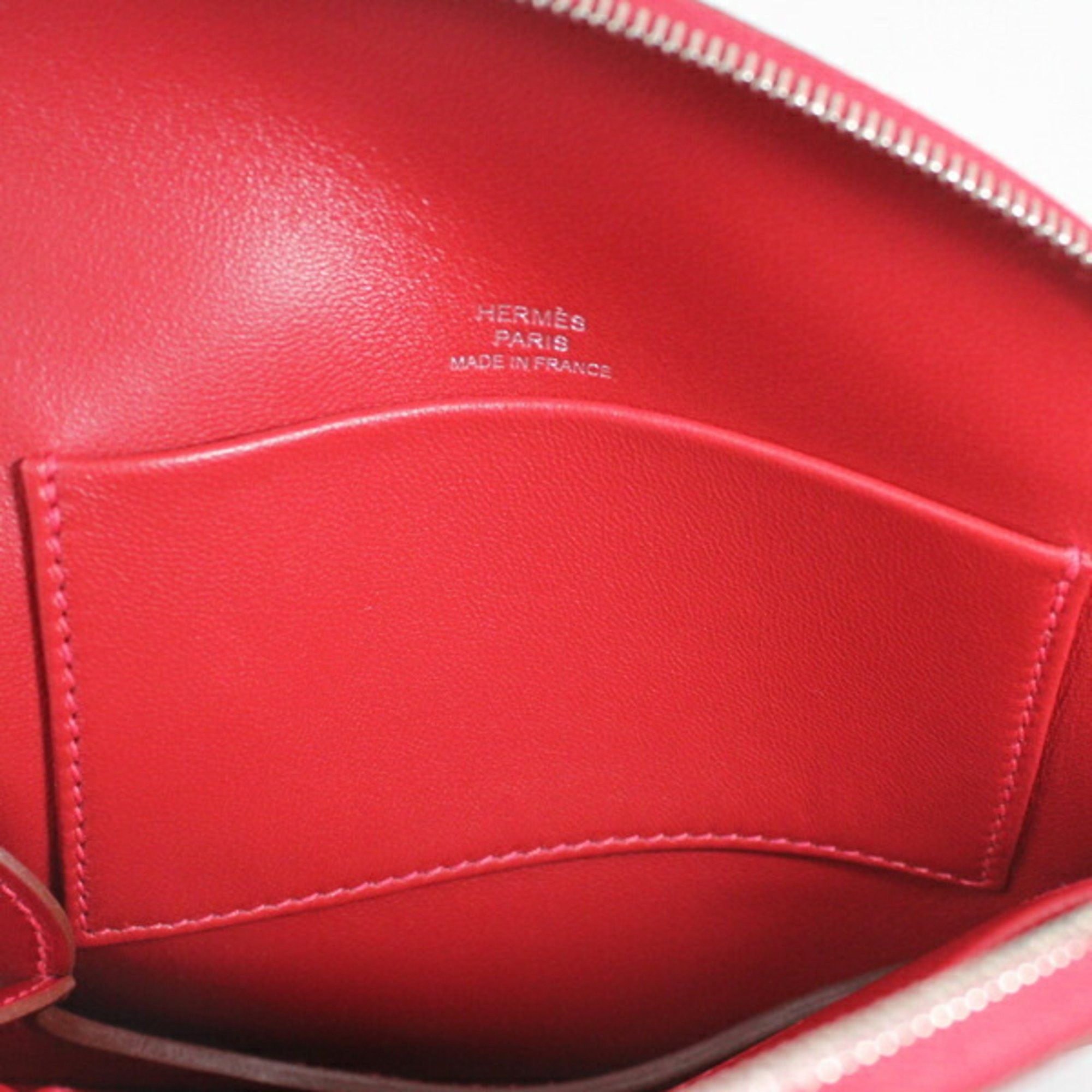 Hermes Hermès Pochette Pomme Apple Pouch with Handle, Rouge vif Tadelakt x Chevre Motif Bag, HERMES Women's T5892 Size ONE SIZE - 7 Thumbnail