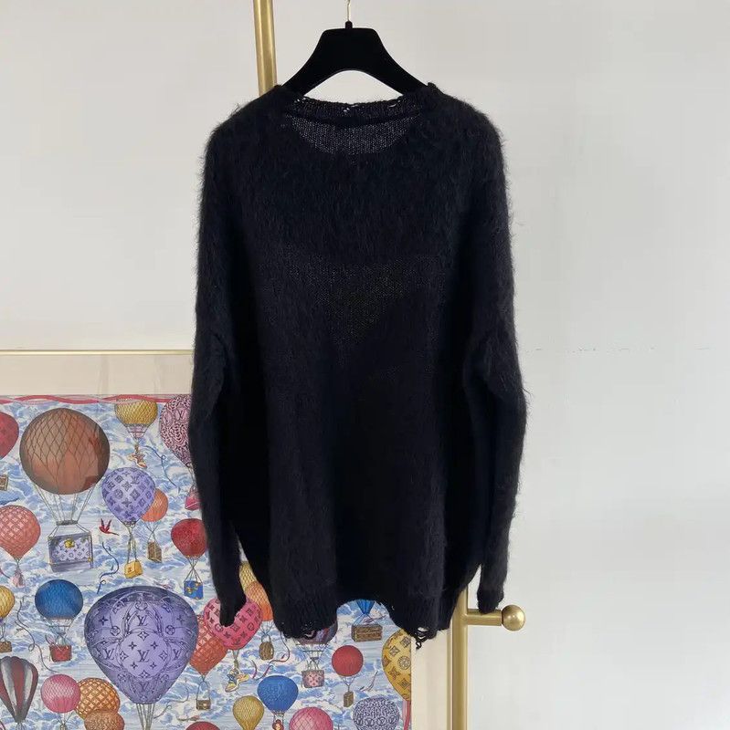 Yves Saint Laurent YSL Large Black Mohair Long Sleeve Knit Sweater 0089 Size XL / US 12-14 / IT 48-50 - 2 Thumbnail