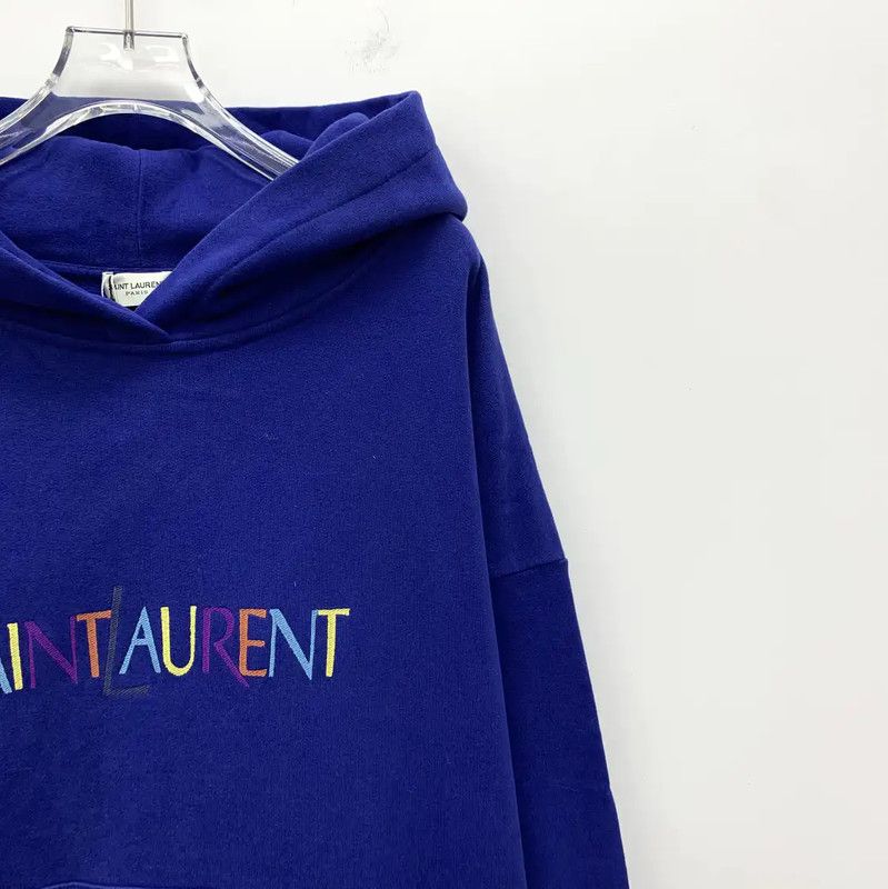 Yves Saint Laurent Saint Laurent Blue Cotton Women's Hoodie 0089 Size M / US 6-8 / IT 42-44 - 3 Thumbnail