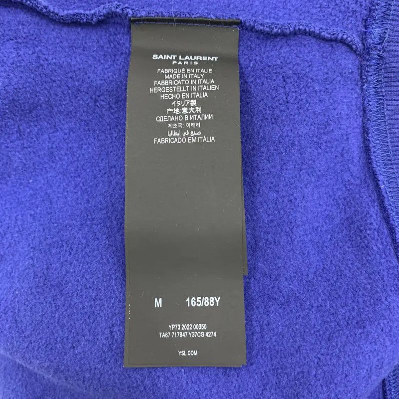 Yves Saint Laurent Saint Laurent Blue Cotton Women's Hoodie 0089 Size M / US 6-8 / IT 42-44 - 7 Thumbnail