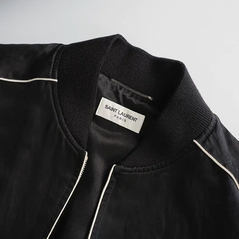 Yves Saint Laurent YSL Black Polyester Logo Jacket for Women 0089 Size L / US 10 / IT 46 - 5 Thumbnail