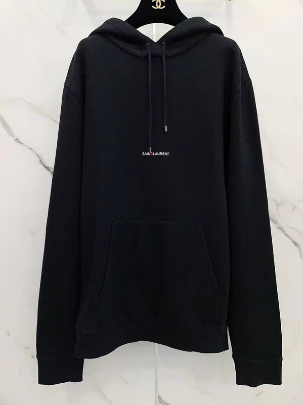 Yves Saint Laurent YSL Black Cotton Long Sleeve Hoodie 0089 Size M / US 6-8 / IT 42-44 - 5 Thumbnail