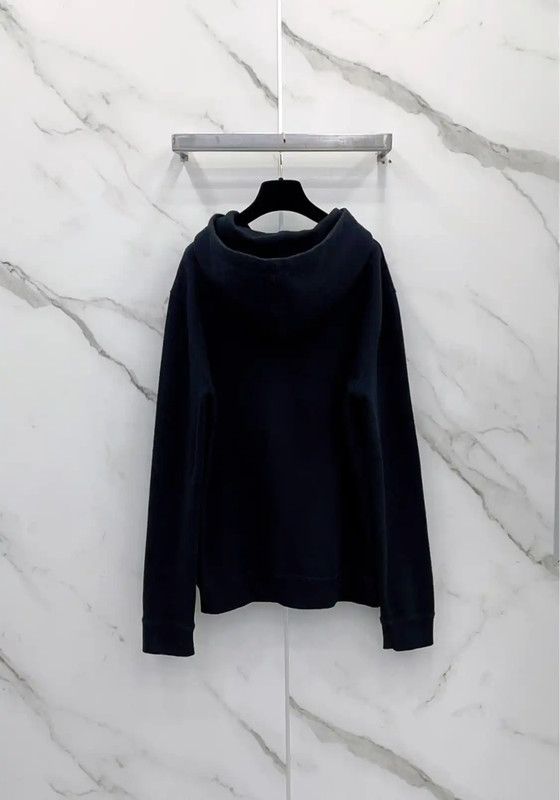 Yves Saint Laurent YSL Black Cotton Long Sleeve Hoodie 0089 Size M / US 6-8 / IT 42-44 - 3 Thumbnail