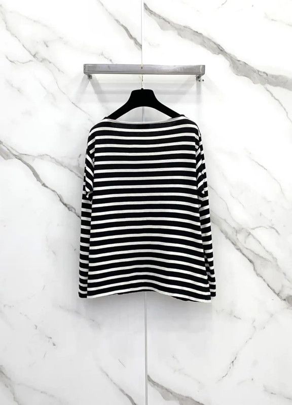 Yves Saint Laurent YSL Striped Long Sleeve T-Shirt for Women 0089 Size M / US 6-8 / IT 42-44 - 2 Thumbnail