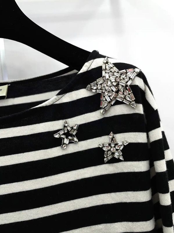 Yves Saint Laurent YSL Striped Long Sleeve T-Shirt for Women 0089 Size M / US 6-8 / IT 42-44 - 6 Thumbnail