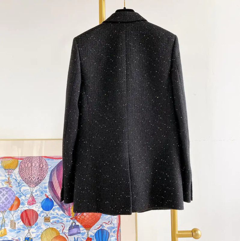 Yves Saint Laurent YSL Black Polyester Spring Autumn Women's Jacket 0089 Size S / US 4 / IT 40 - 2 Thumbnail