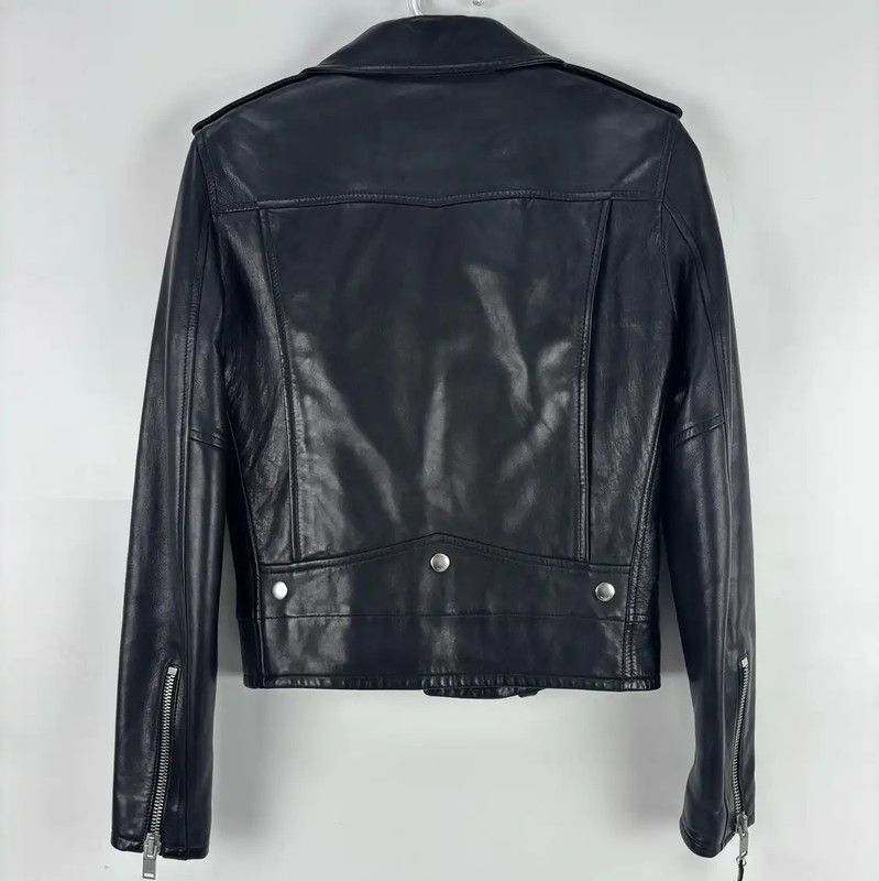 Yves Saint Laurent YSL Women's Black Leather Moto Jacket 0089 Size XS / US 0-2 / IT 36-38 - 2 Thumbnail