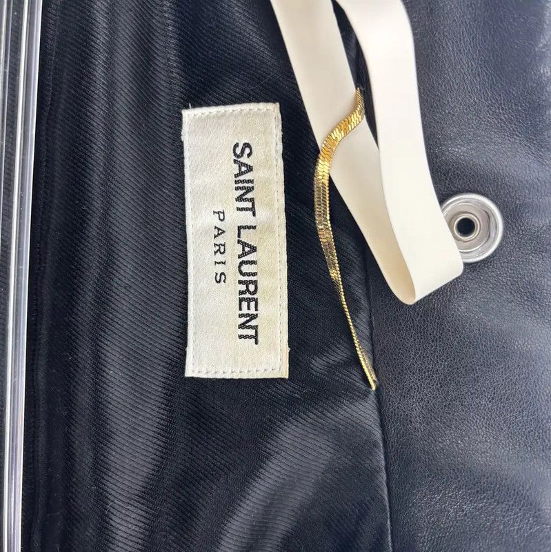 Yves Saint Laurent YSL Women's Black Leather Moto Jacket 0089 Size XS / US 0-2 / IT 36-38 - 3 Thumbnail