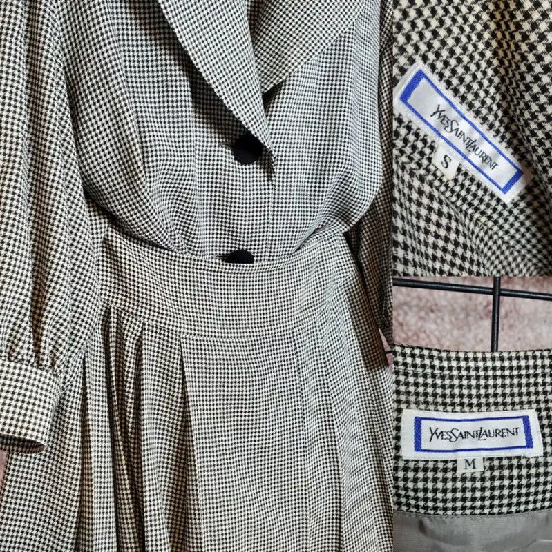 Yves Saint Laurent YSL Summer White Wool Houndstooth Cardigan 0089 Size M / US 6-8 / IT 42-44 - 9 Thumbnail