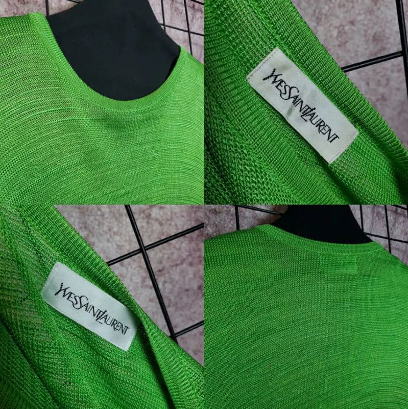 Yves Saint Laurent YSL Green Long Sleeve Knit Top for Women 0089 Size M / US 6-8 / IT 42-44 - 6 Thumbnail