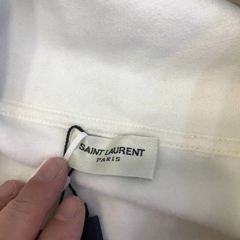 Yves Saint Laurent YSL White Cotton Women's Hoodie 0089 Size S / US 4 / IT 40 - 3 Thumbnail