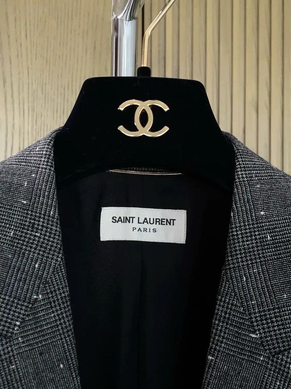 Yves Saint Laurent YSL Women's Black Gray Wool Jacket 0089 Size S / US 4 / IT 40 - 6 Thumbnail