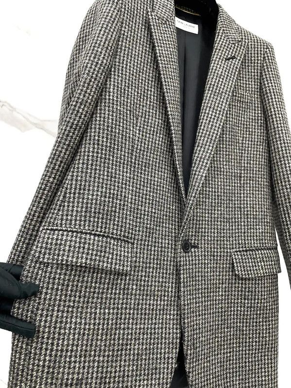 Yves Saint Laurent YSL Black Wool Checkered Women's Jacket 0089 Size S / US 4 / IT 40 - 5 Thumbnail