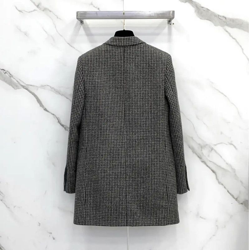 Yves Saint Laurent YSL Black Wool Checkered Women's Jacket 0089 Size S / US 4 / IT 40 - 2 Thumbnail