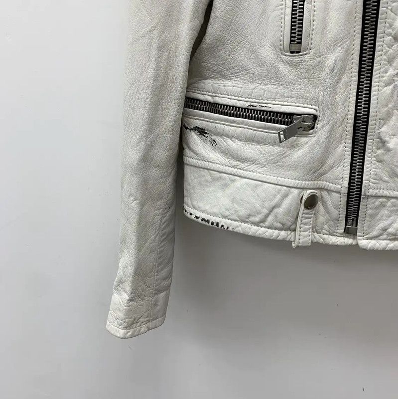 Yves Saint Laurent Saint Laurent White Leather Jacket for Women 0089 Size XS / US 0-2 / IT 36-38 - 4 Thumbnail