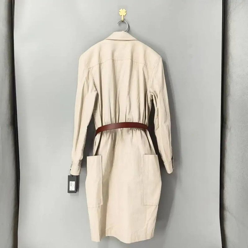 Yves Saint Laurent YSL Beige Women's Dress with Belt and Pockets 0089 Size M / US 6-8 / IT 42-44 - 2 Thumbnail