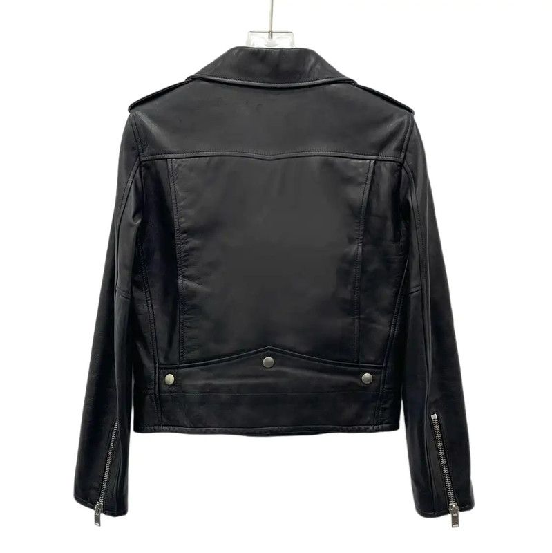 Yves Saint Laurent YSL Black Leather Jacket for Women 0089 Size S / US 4 / IT 40 - 2 Thumbnail