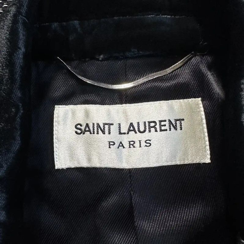 Yves Saint Laurent YSL Black Embroidered Mid-Length Coat for Women 0089 Size M / US 6-8 / IT 42-44 - 7 Thumbnail