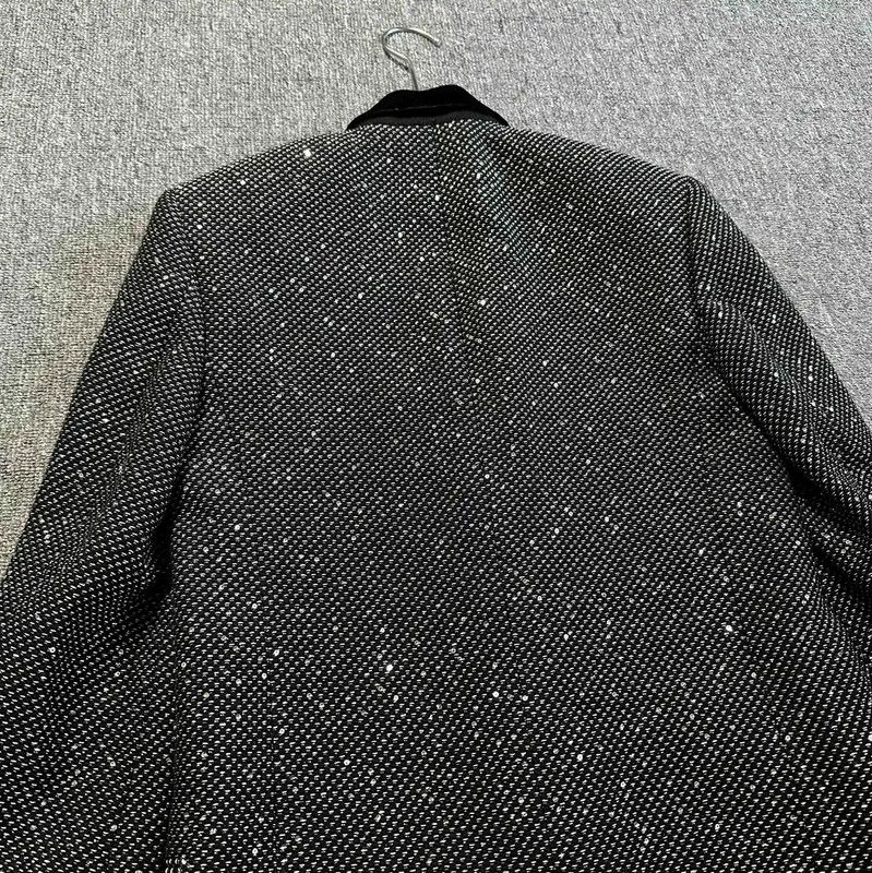 Yves Saint Laurent YSL Black Embroidered Mid-Length Coat for Women 0089 Size M / US 6-8 / IT 42-44 - 6 Thumbnail