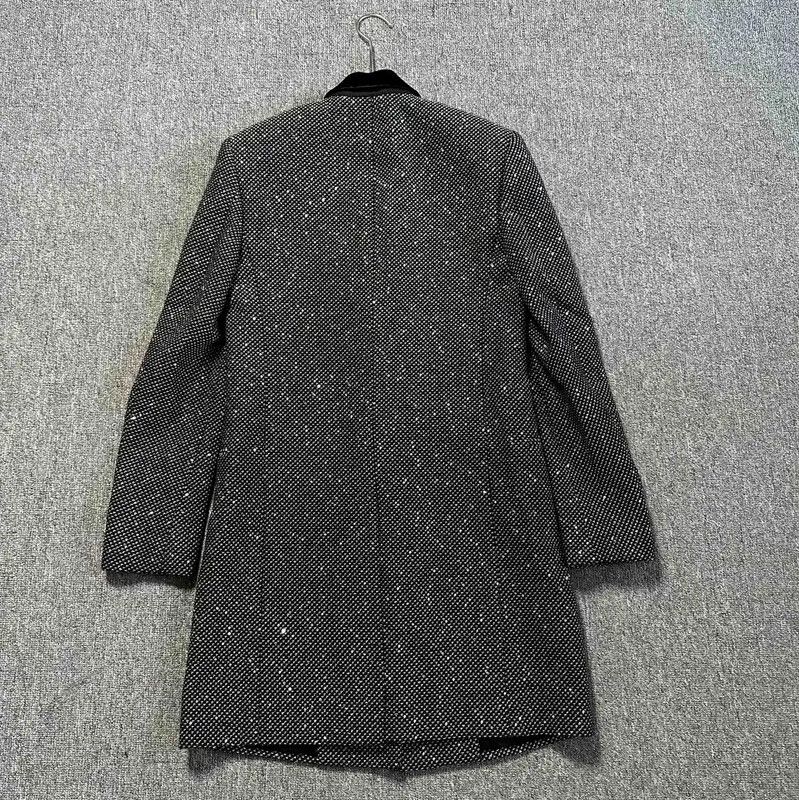 Yves Saint Laurent YSL Black Embroidered Mid-Length Coat for Women 0089 Size M / US 6-8 / IT 42-44 - 5 Thumbnail