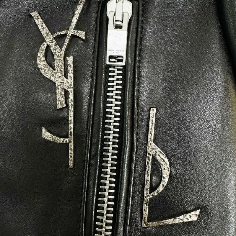 Yves Saint Laurent YSL Black Leather Women's Jacket Size S 0089 Size S / US 4 / IT 40 - 4 Thumbnail