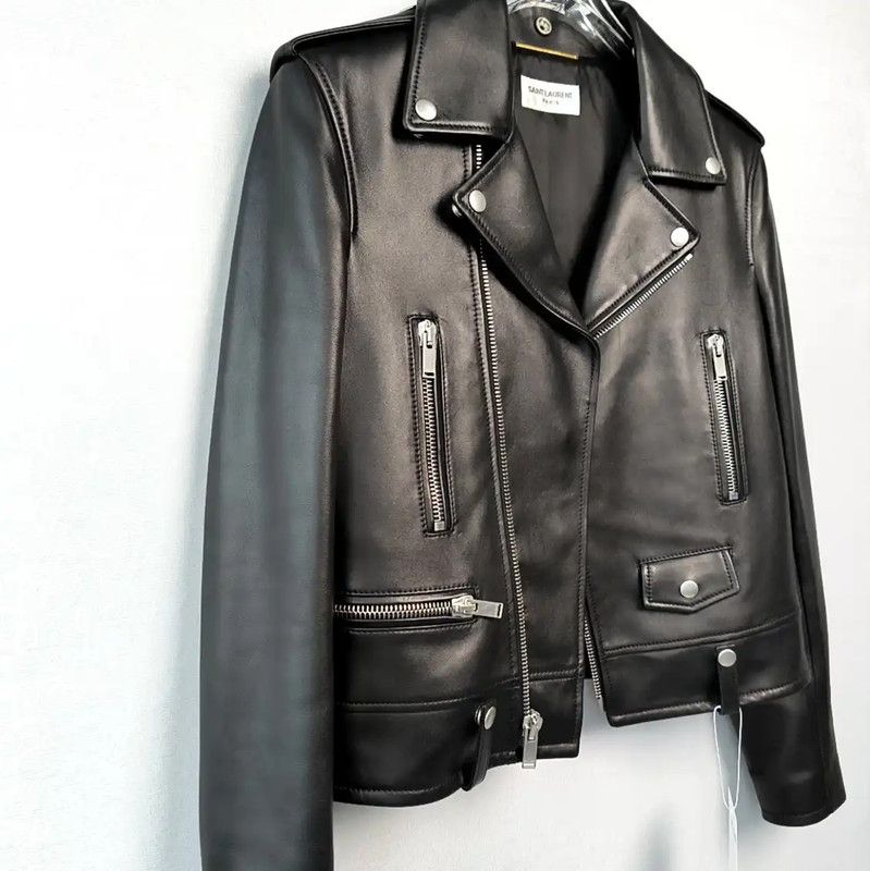 Yves Saint Laurent YSL Black Leather Women's Jacket Size S 0089 Size S / US 4 / IT 40 - 3 Thumbnail