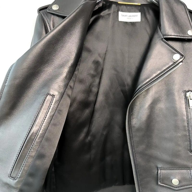 Yves Saint Laurent YSL Black Leather Women's Jacket Size S 0089 Size S / US 4 / IT 40 - 4 Thumbnail