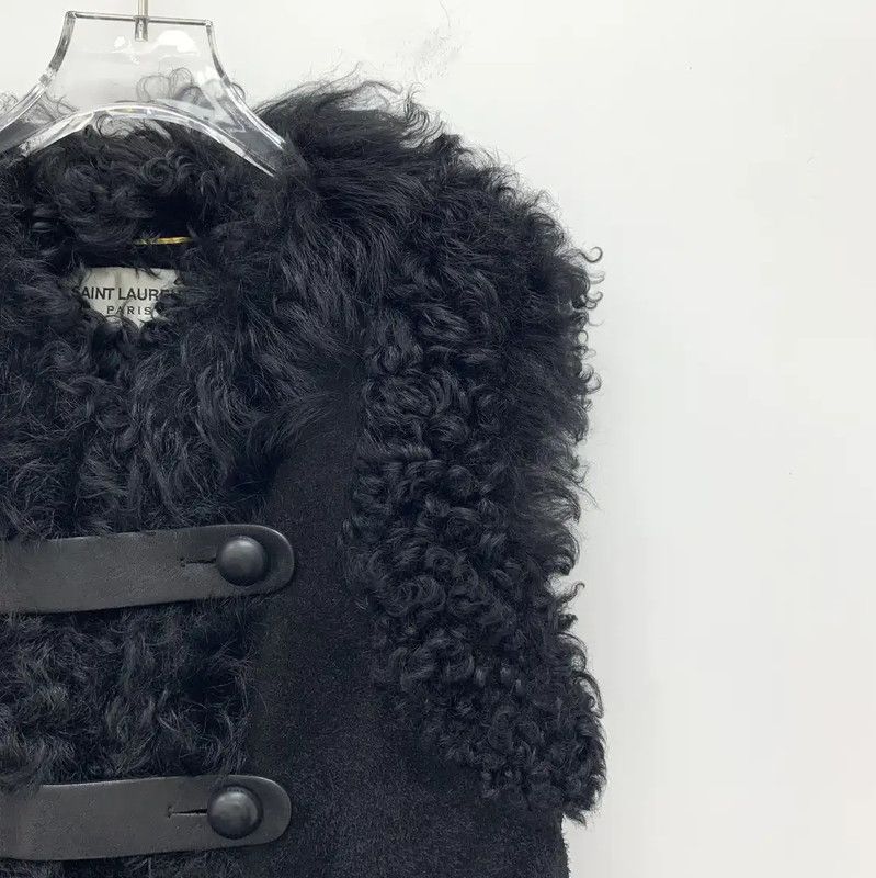 Yves Saint Laurent YSL Black Women's Jacket with Fur Trim 0089 Size S / US 4 / IT 40 - 3 Thumbnail