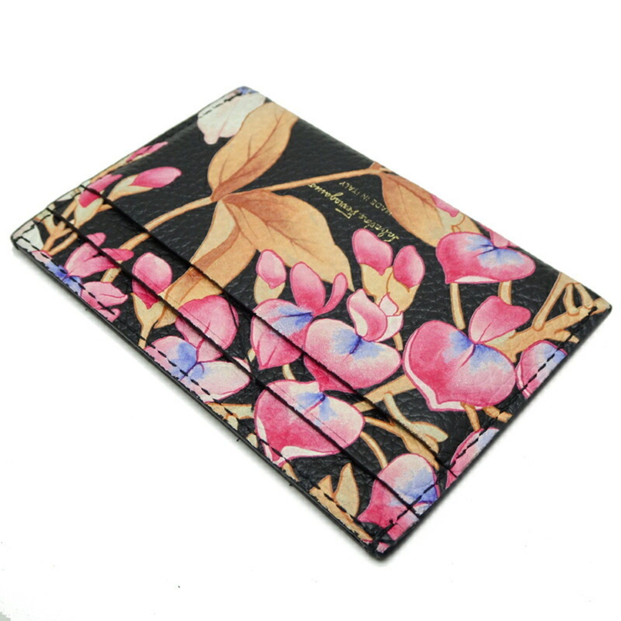 Salvatore Ferragamo Salvatore Ferragamo W Gancini Women's and Men's Leather Card Case in Black Size ONE SIZE - 4 Thumbnail