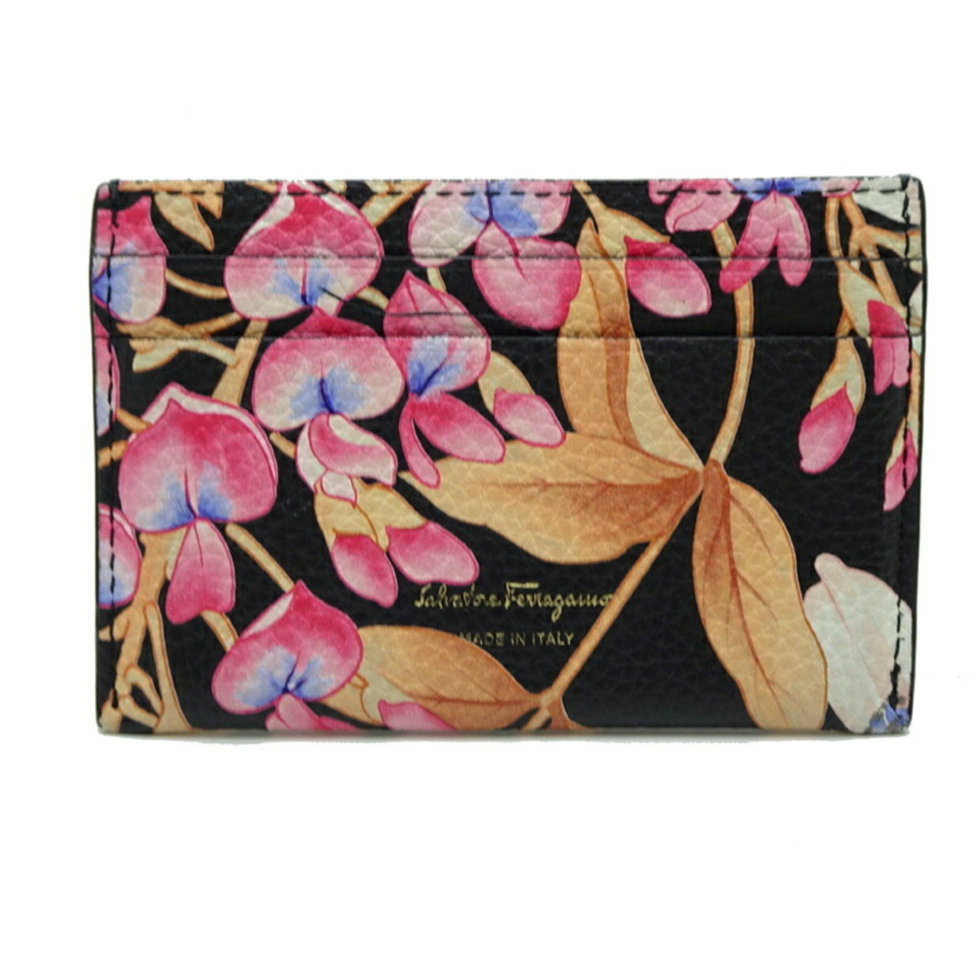 Salvatore Ferragamo Salvatore Ferragamo W Gancini Women's and Men's Leather Card Case in Black Size ONE SIZE - 2 Thumbnail