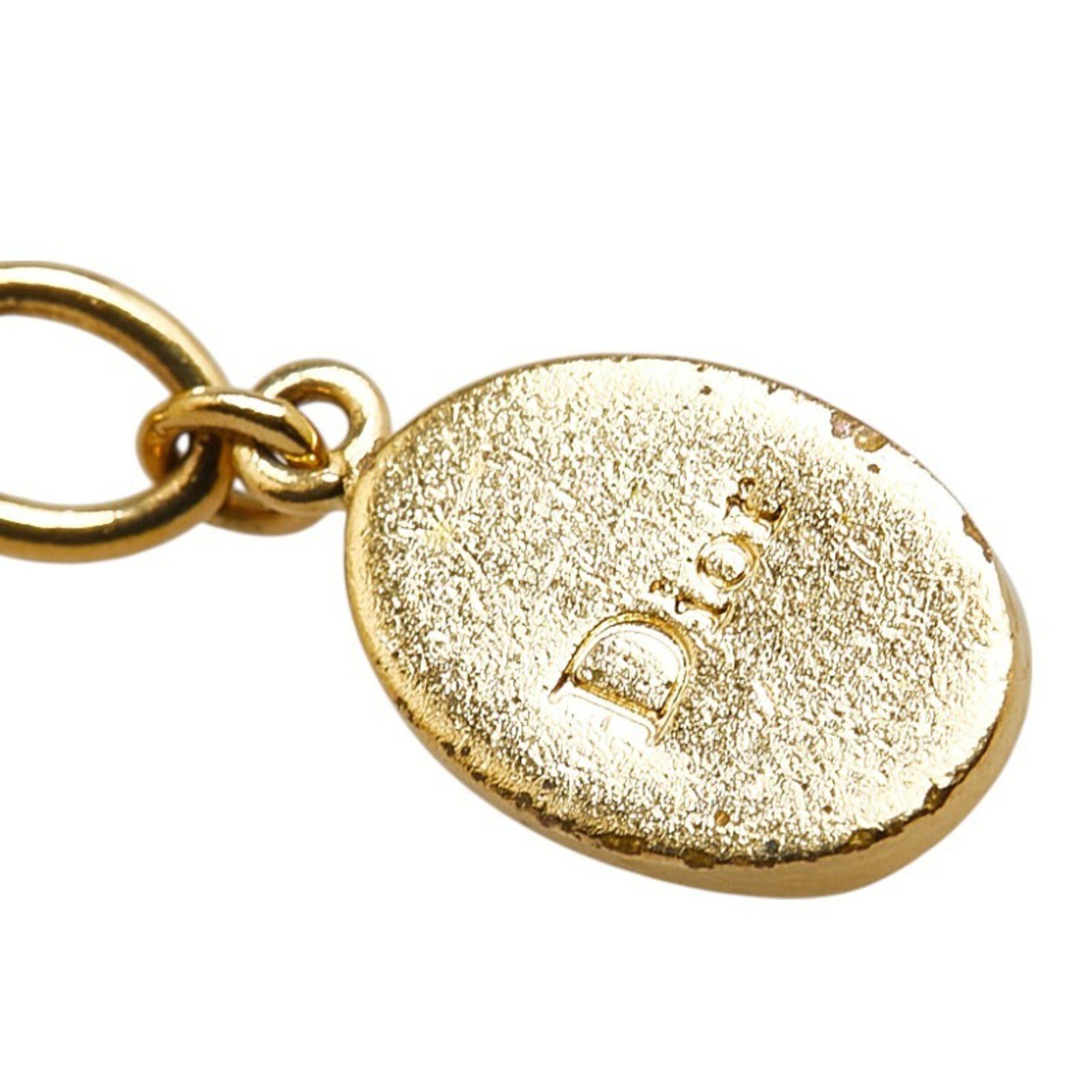 Christian Dior Dior logo rhinestone necklace, gold plated, for women.
