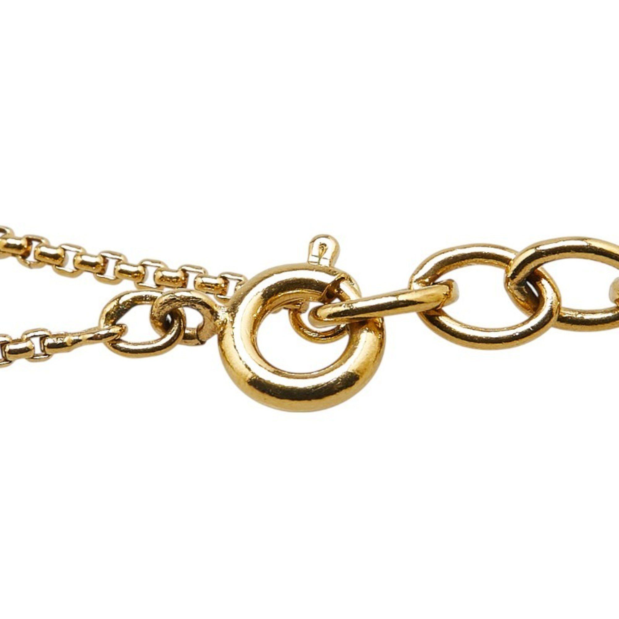 Christian Dior Dior logo rhinestone necklace, gold plated, for women.
