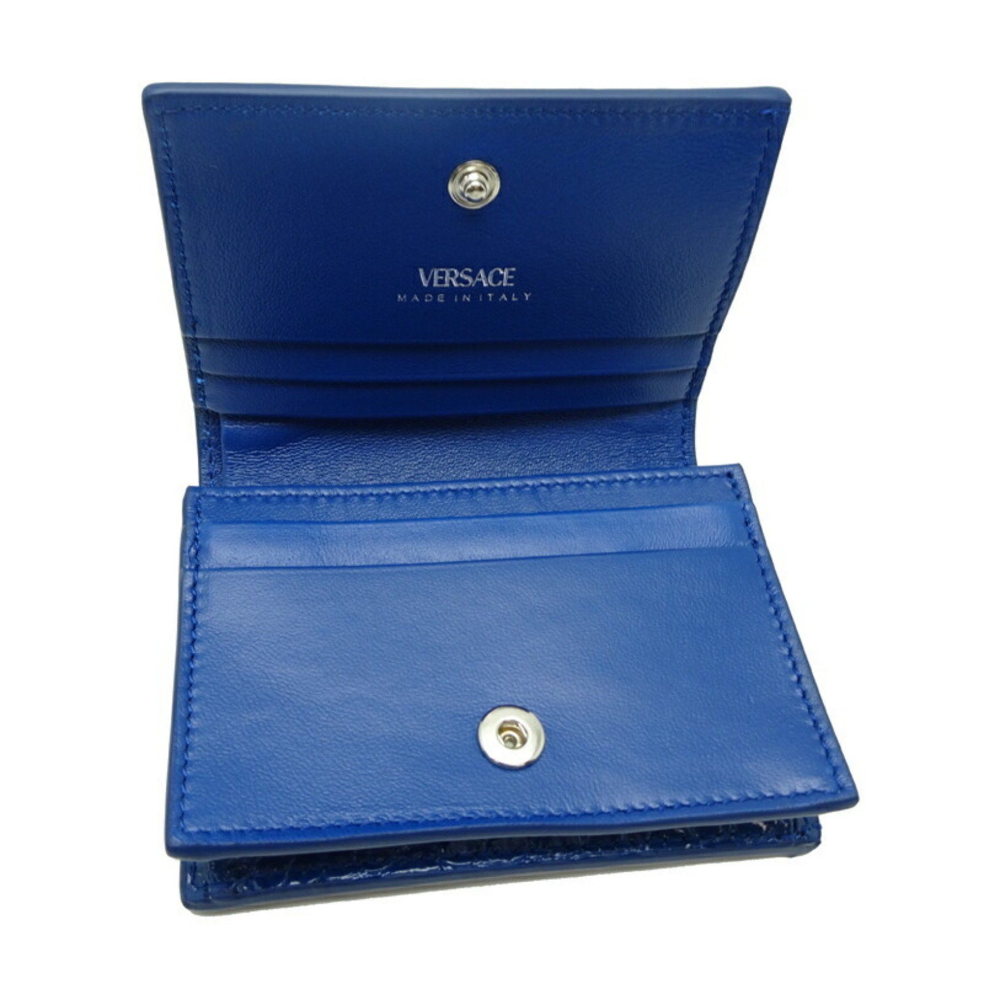 Versace Versace Medusa 95 Women's and Men's Bifold Wallet in Blue Leather Size ONE SIZE - 5 Thumbnail